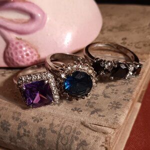 Set of 3 Fashion Jewelry Rings Size 9
